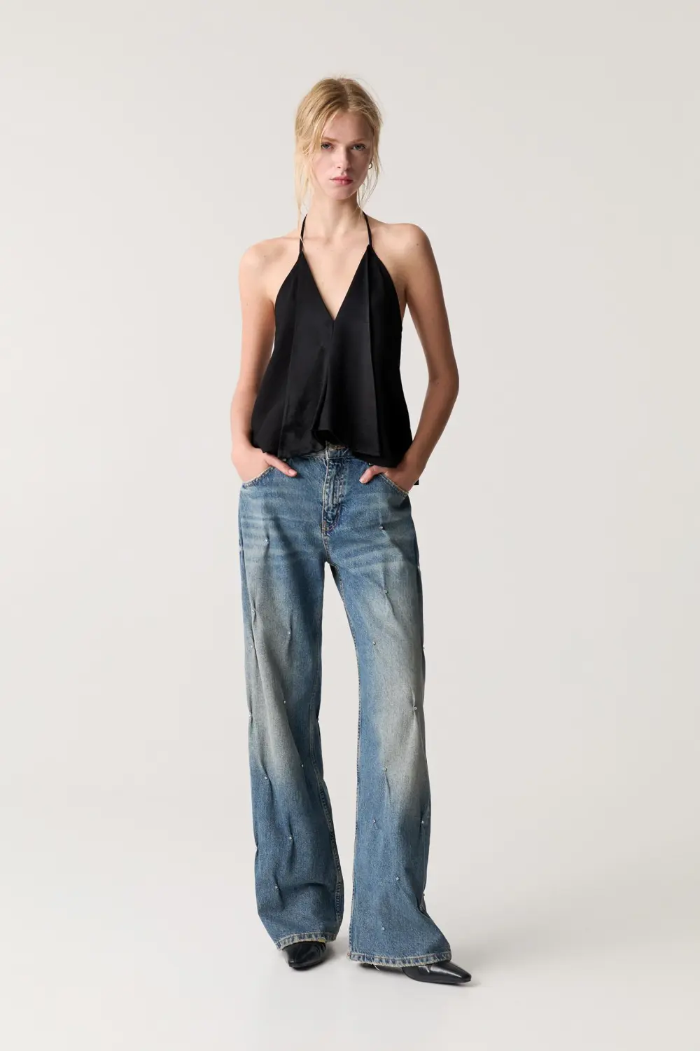 Satin top with lapels