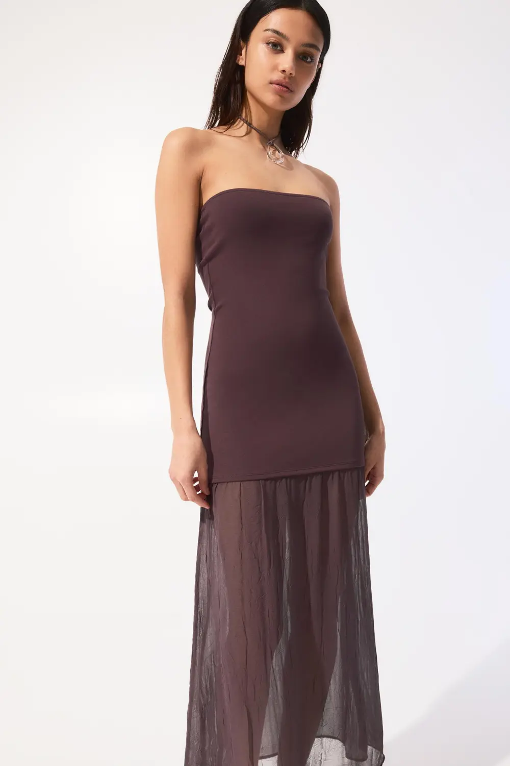 Vestido midi doble tejido