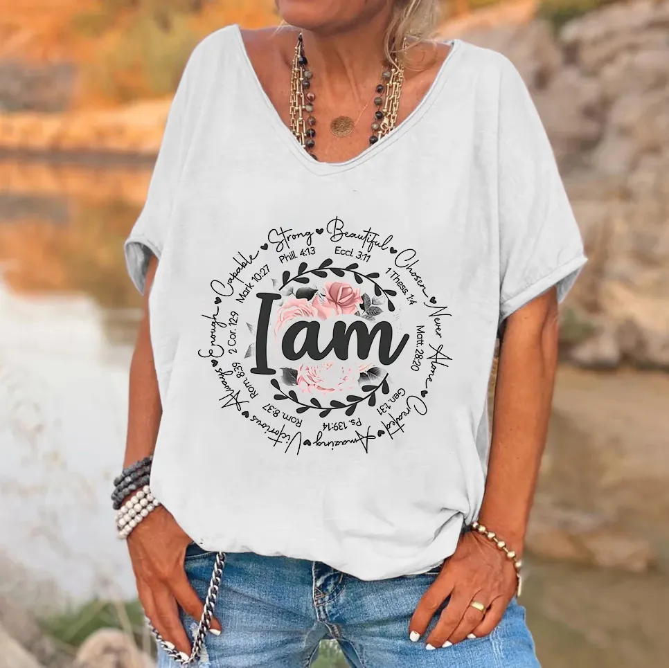 I Am Printed V-neck Women's T-shirt