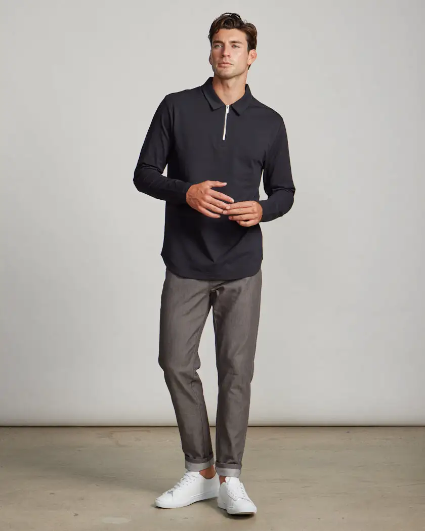 Lux Long Sleeve Zip Polo