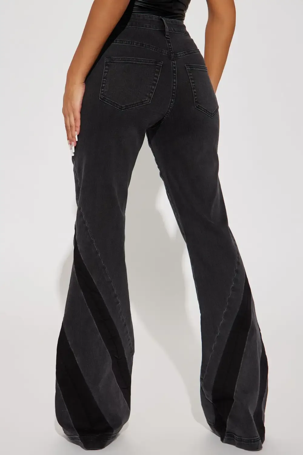 Needing Space Stretch Wide Flare Jeans - Black Wash