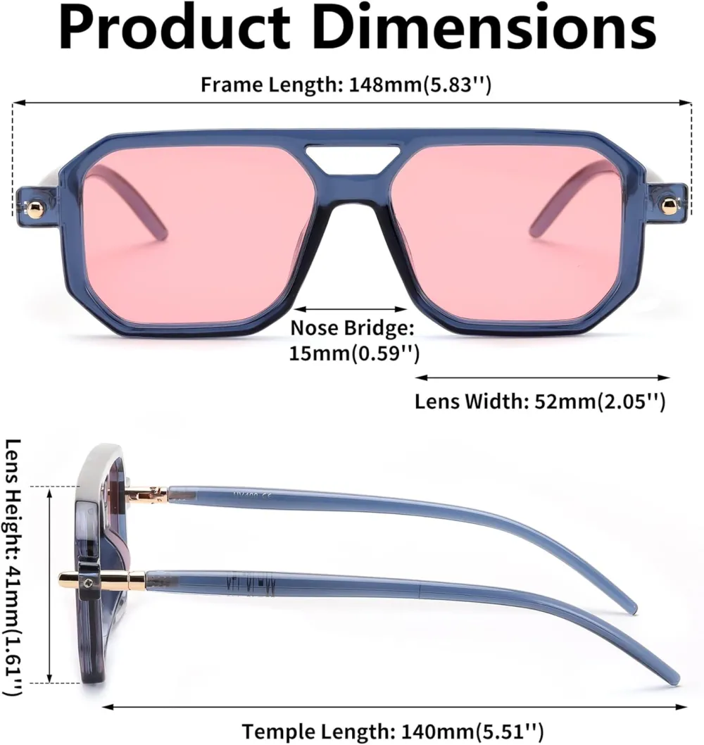 FEISEDY Vintage Square 70s Flat Aviator Sunglasses Women Men Classic Retro Stylish Frame UV400 Sunglasses B2622