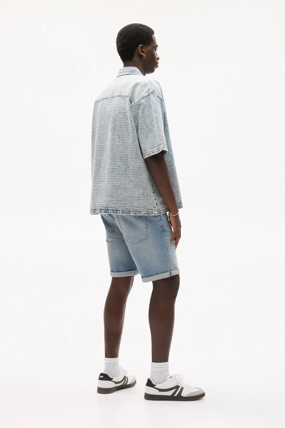 Ripped denim Bermuda shorts