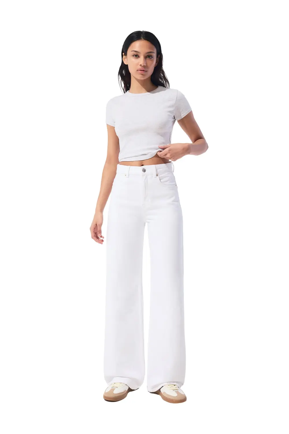 Jeans wide leg tiro alto