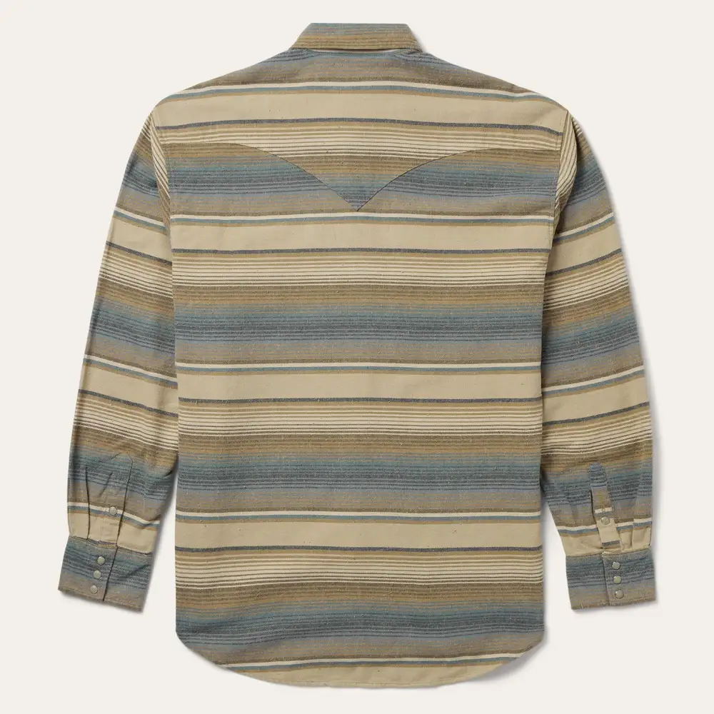 Blue Stripe Flannel Western Shirt