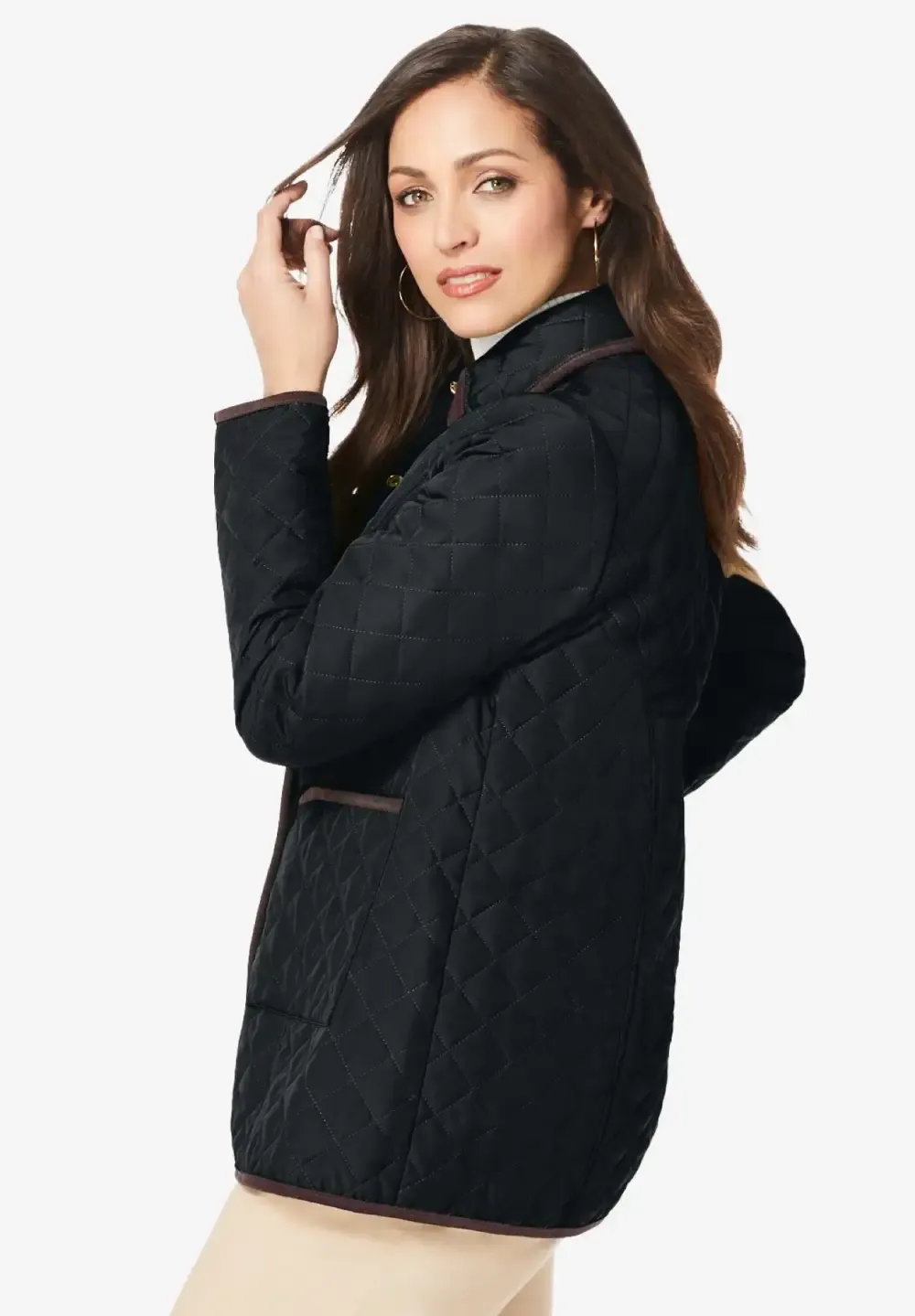 Snap-Front Quilted Coat