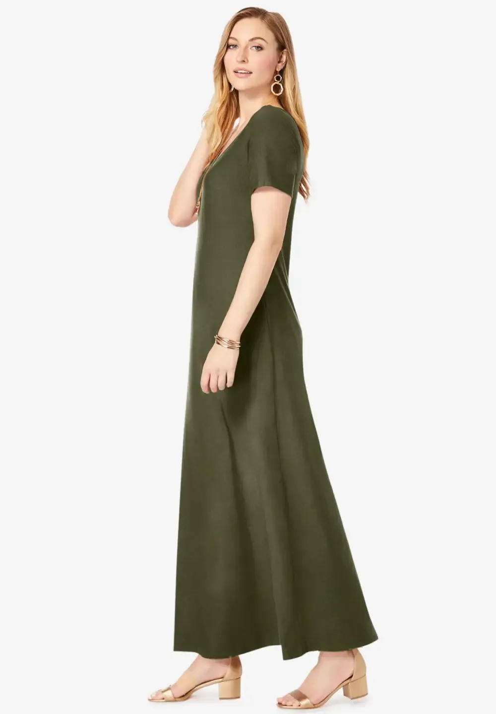 Stretch Cotton T-Shirt Maxi Dress