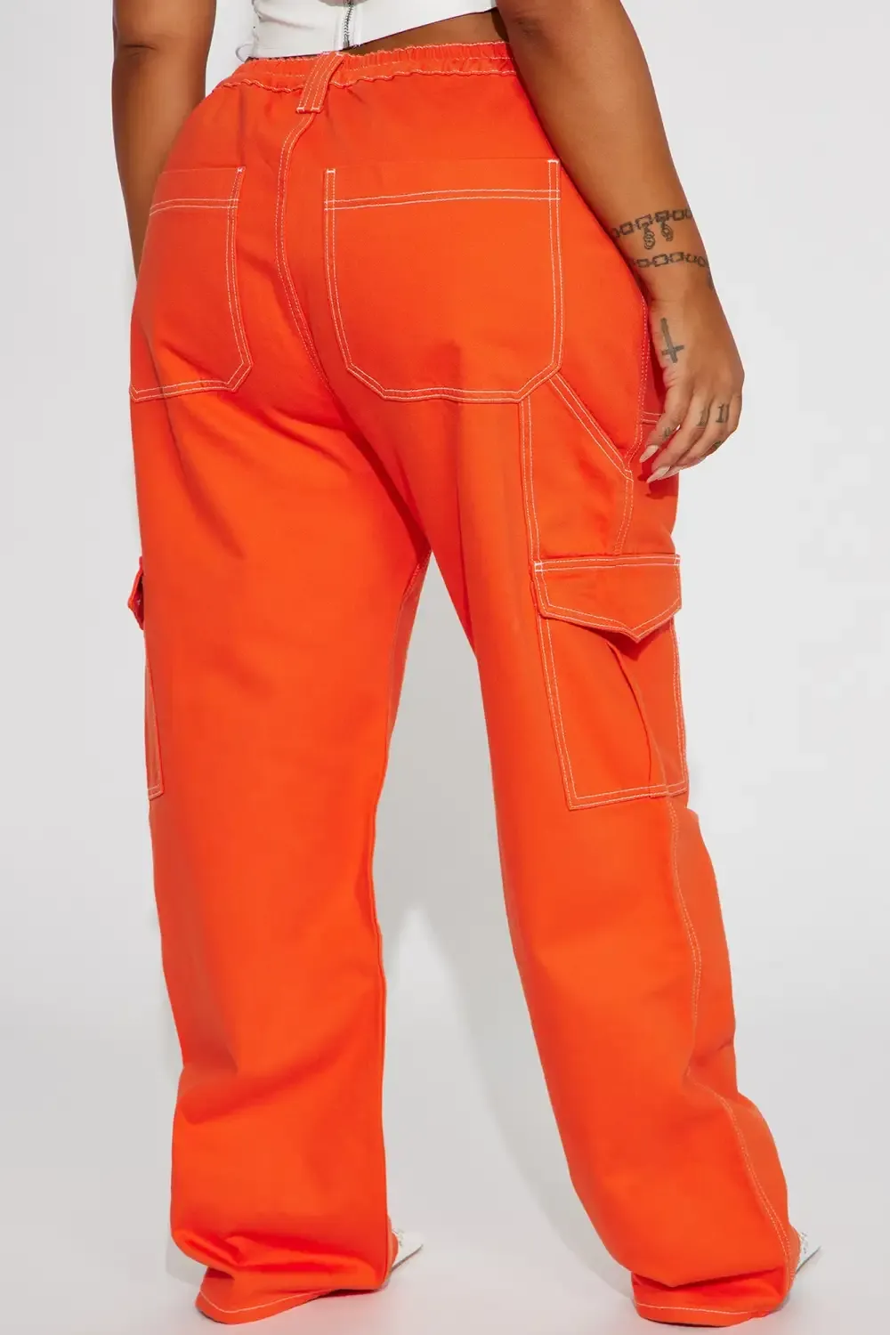 Give Me A Break Cargo Carpenter Jeans - Orange