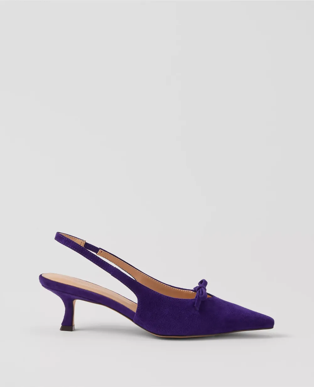 Mini Bow Slingback Suede Pump