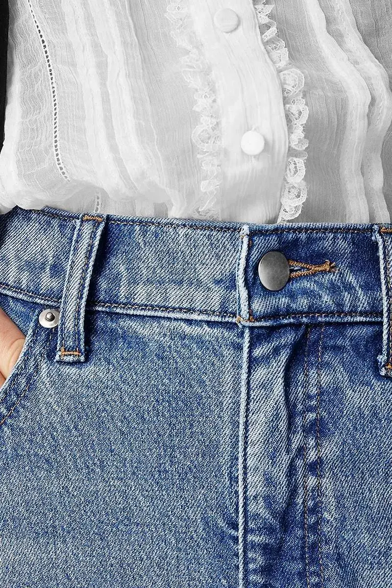 Wash High Waist Straight Leg Jeans Without Belt