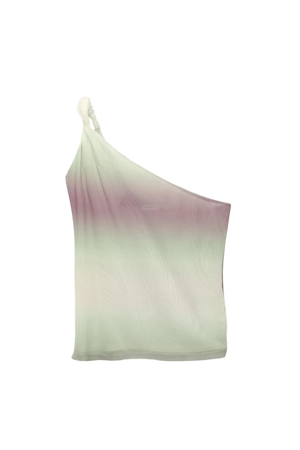 Asymmetric tulle top with a knotted strap