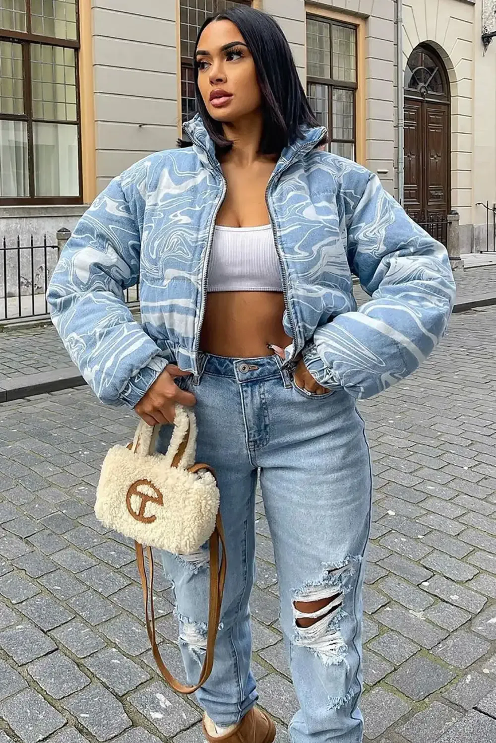 Psyched Out Puffer Jacket - Blue/combo