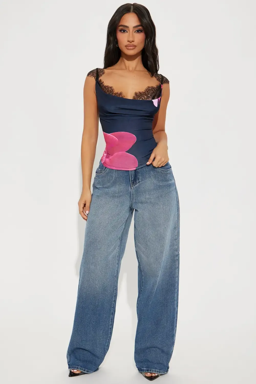 Orchid Cowl Neck Top - Black/combo