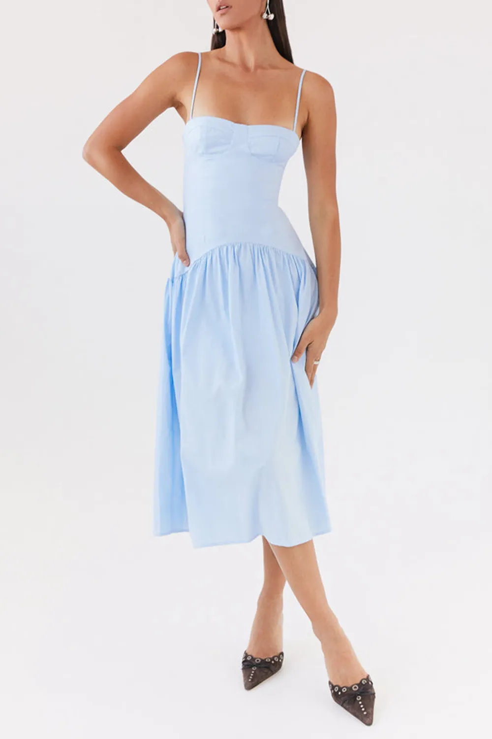 Yvette Corset Midi Dress - Desert Sage