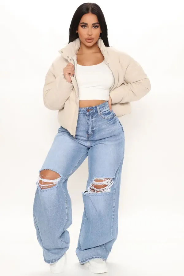 Need You To Get It Together Puffer Jacket - Khaki