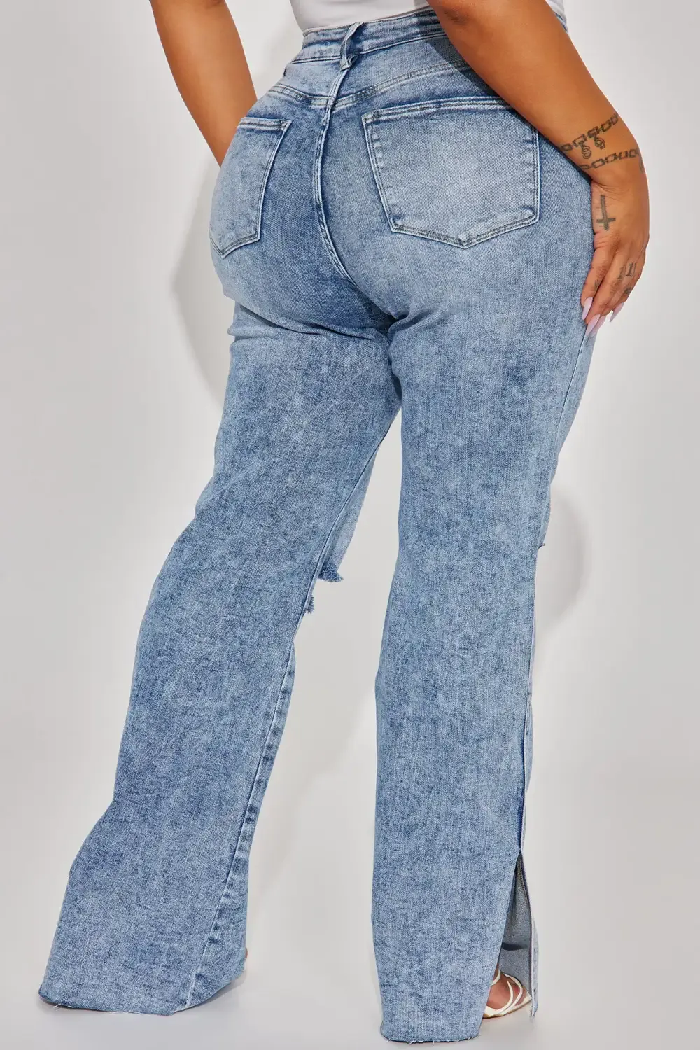 Sweet Sensation Stretch Split Hem Bootcut Jean - Medium Wash