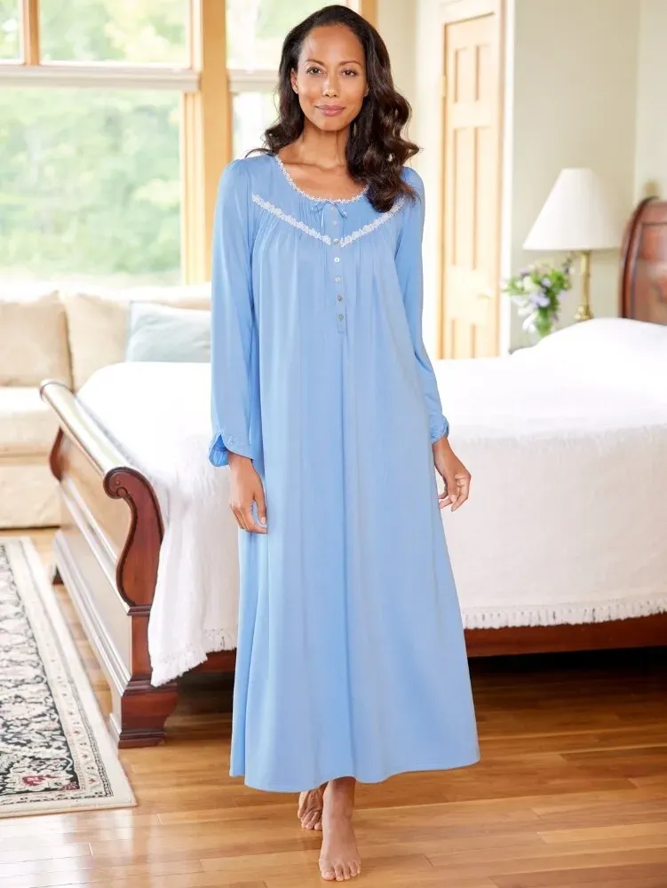Ella Simone Cozy Nights Sweater-Knit Nightgown