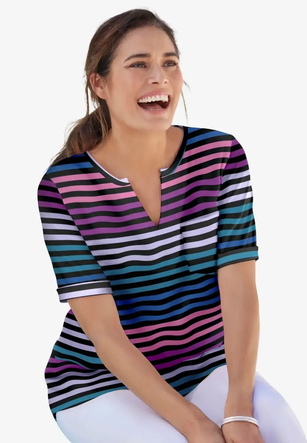 Short-Sleeve Notch-Neck Tee