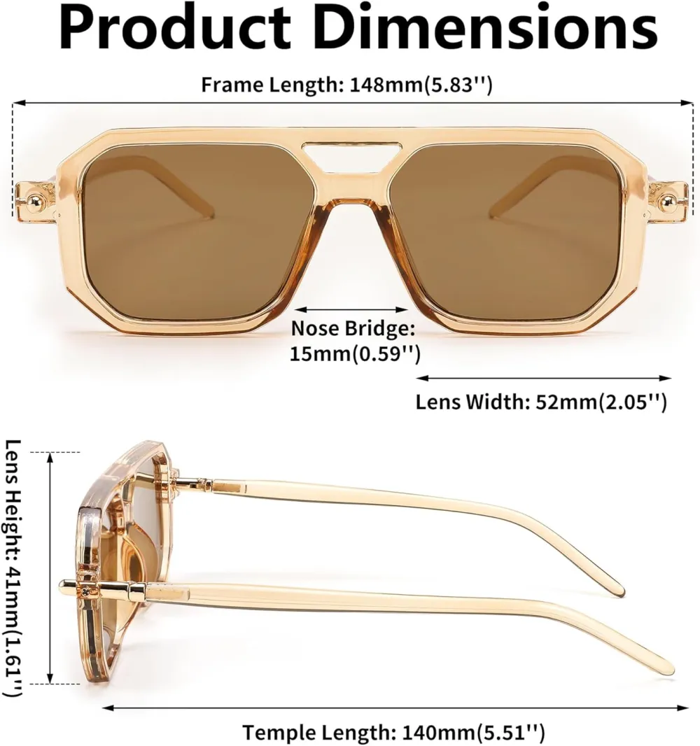 FEISEDY Vintage Square 70s Flat Aviator Sunglasses Women Men Classic Retro Stylish Frame UV400 Sunglasses B2622