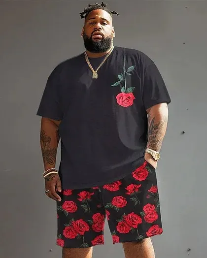 Street Vitality Rose Print Big And Tall Men'S Set|Biggmans