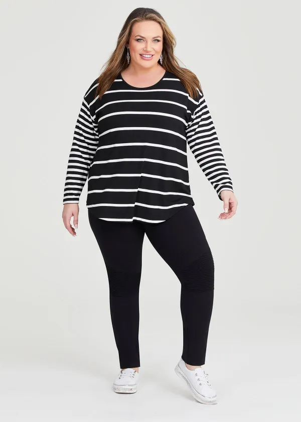 Bamboo Ponte Mix Stripe Top