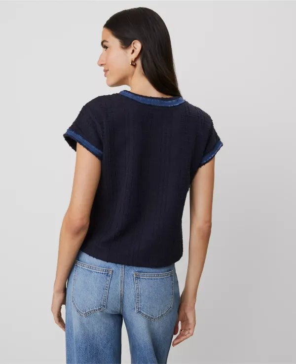Tweed Trim Dolman Top