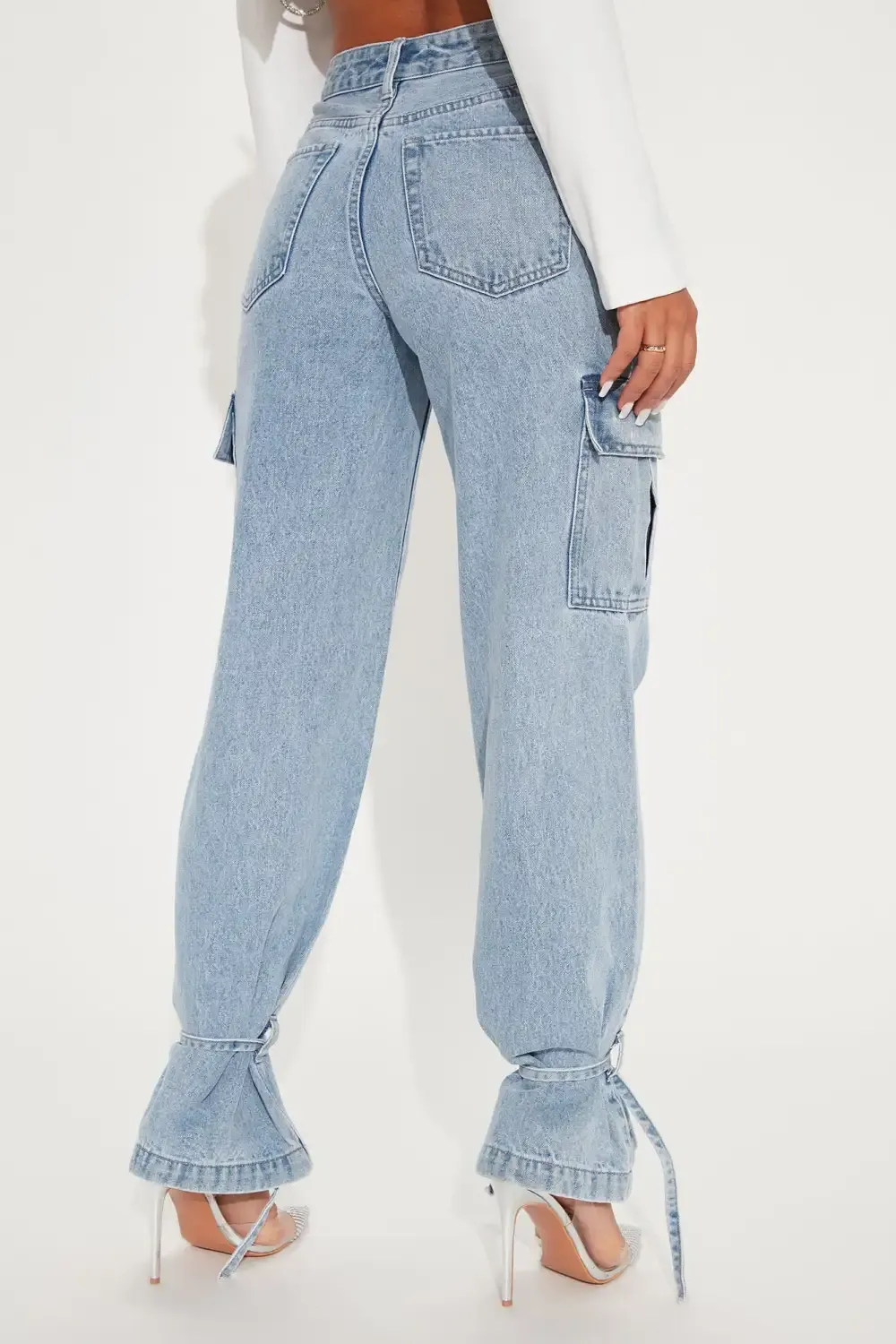 Natural Attraction Cargo Jeans - Medium Blue Wash