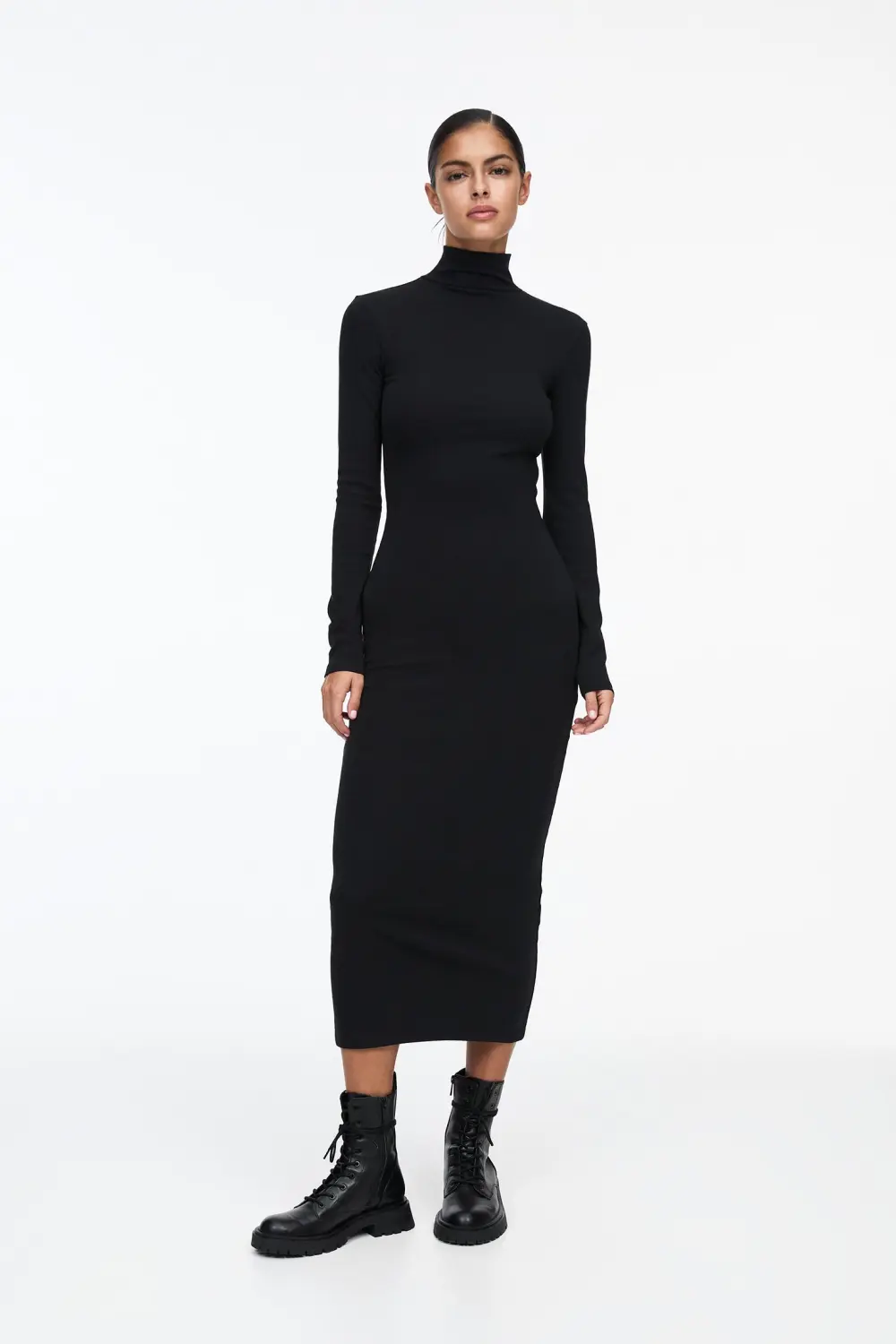 Vestido midi cuello perkins