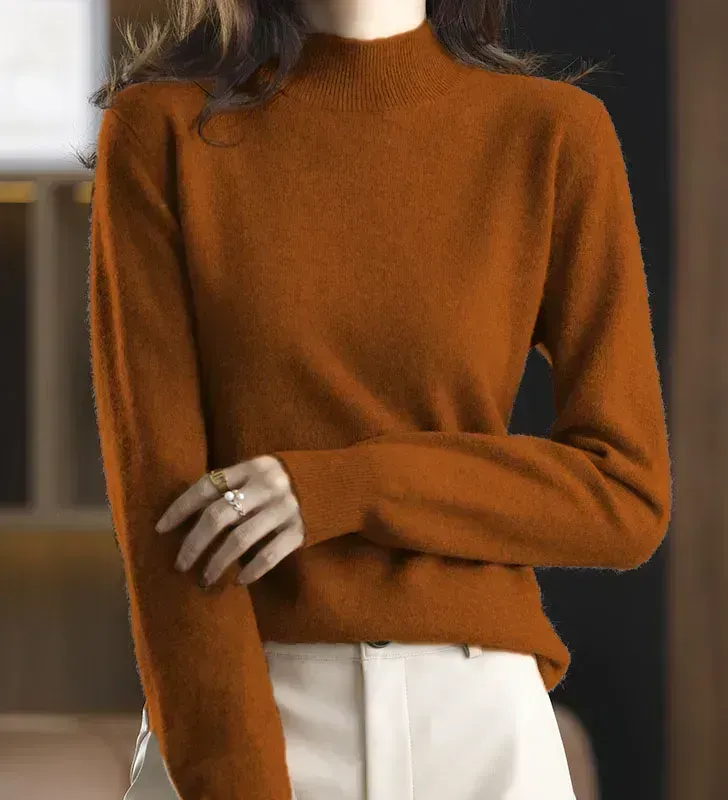 Solid Half Turtleneck Thickened Knit Sweater