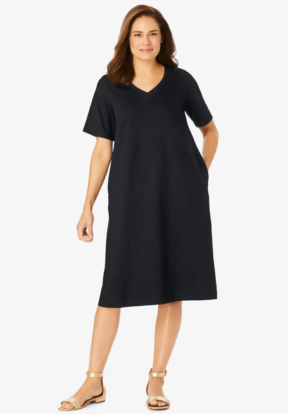 Perfect Short-Sleeve V-Neck Tee Dress