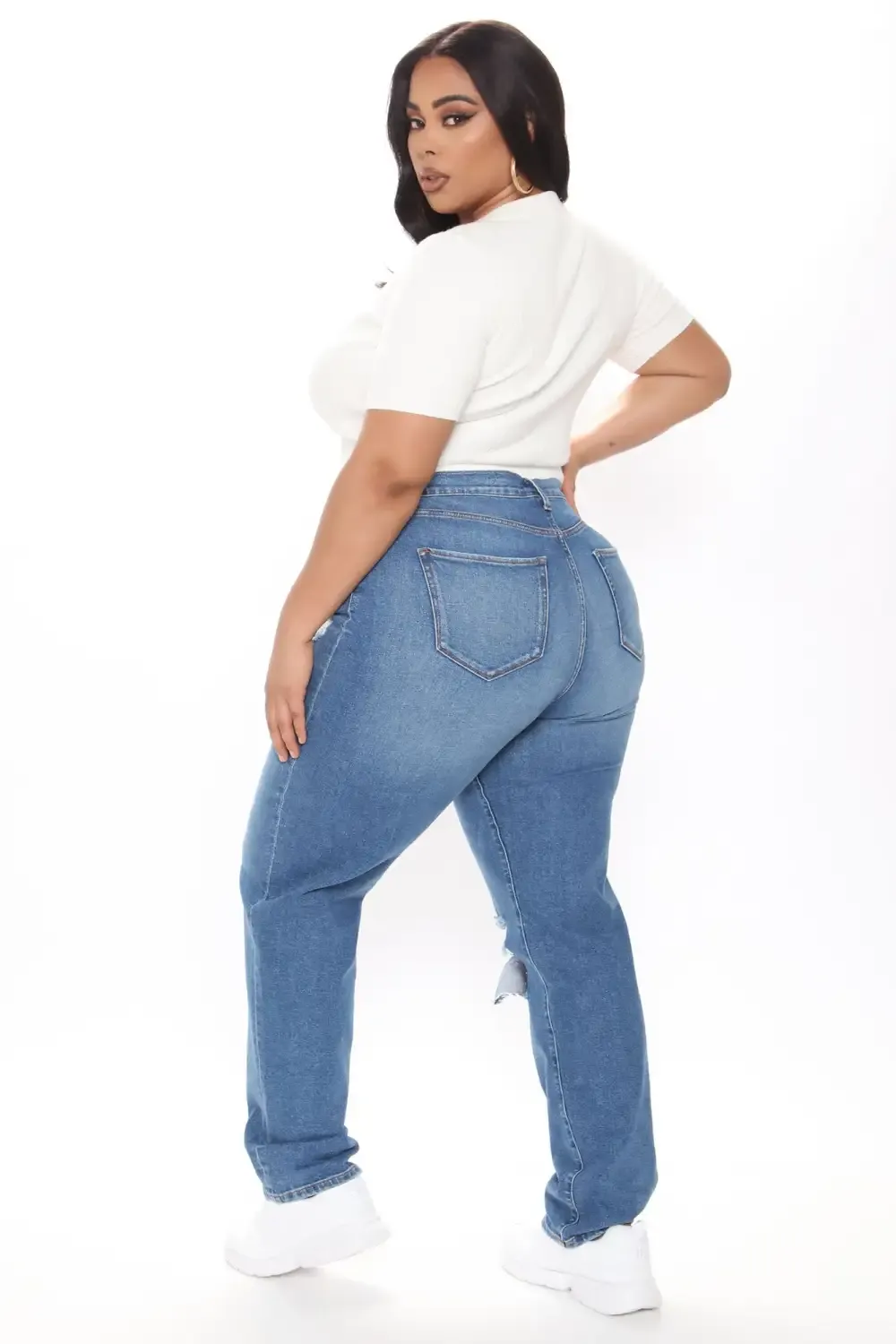 Tall Hometown Cutie Destroyed Mom Jeans - Medium Blue Wash