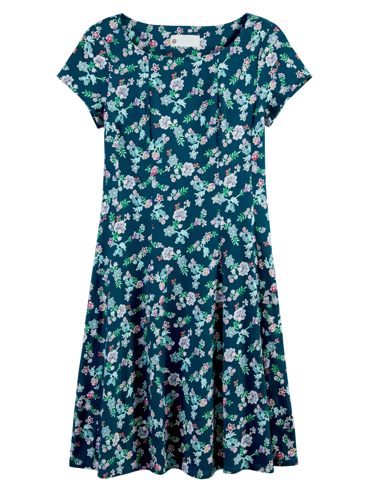 Ella Simone Fit-and-Flare Cotton-Knit Floral Dress