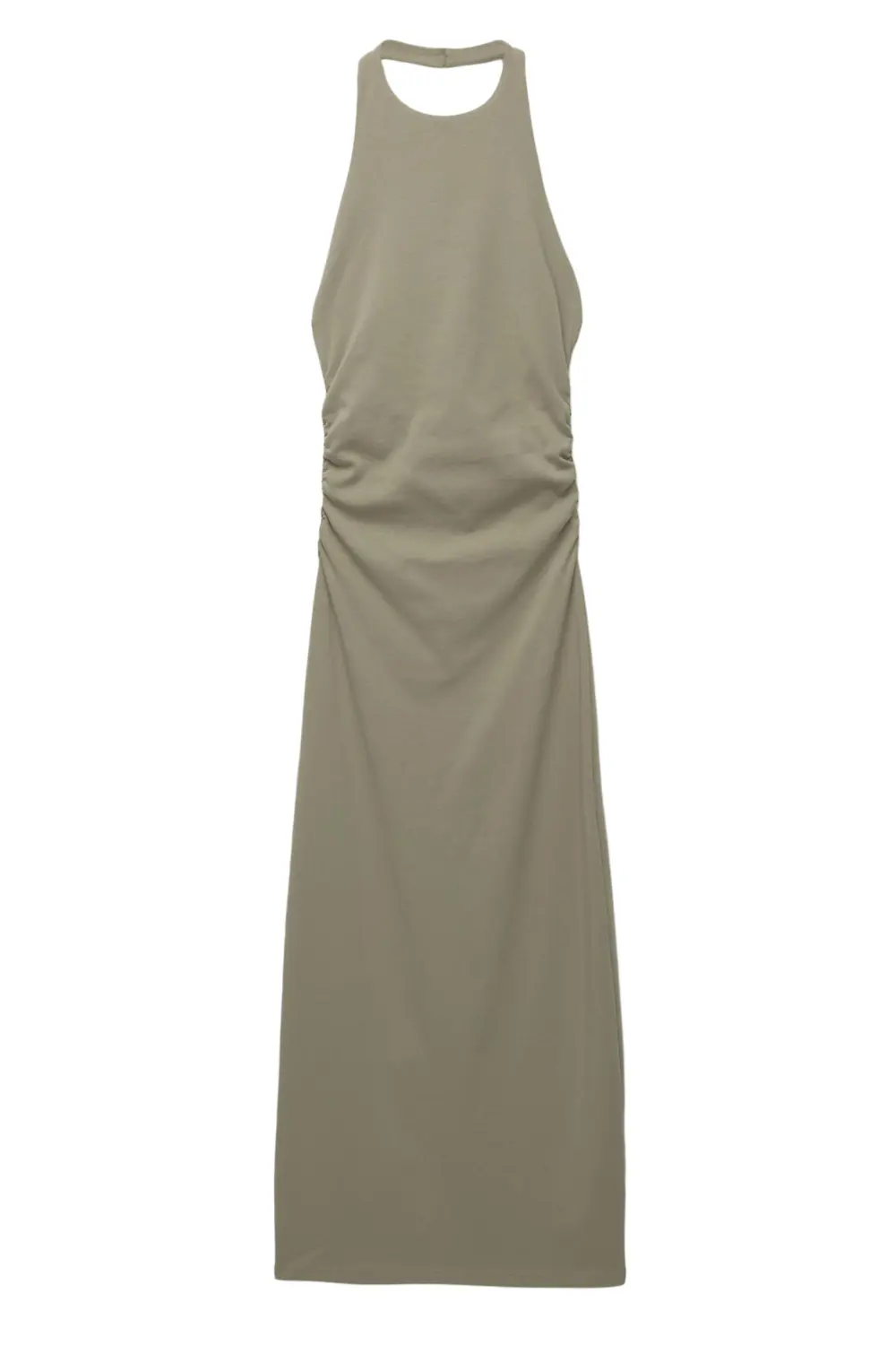 Vestido midi halter frunces