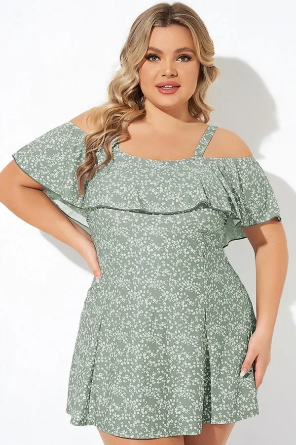 Solid Black Adjustable Straps Women Swimdress