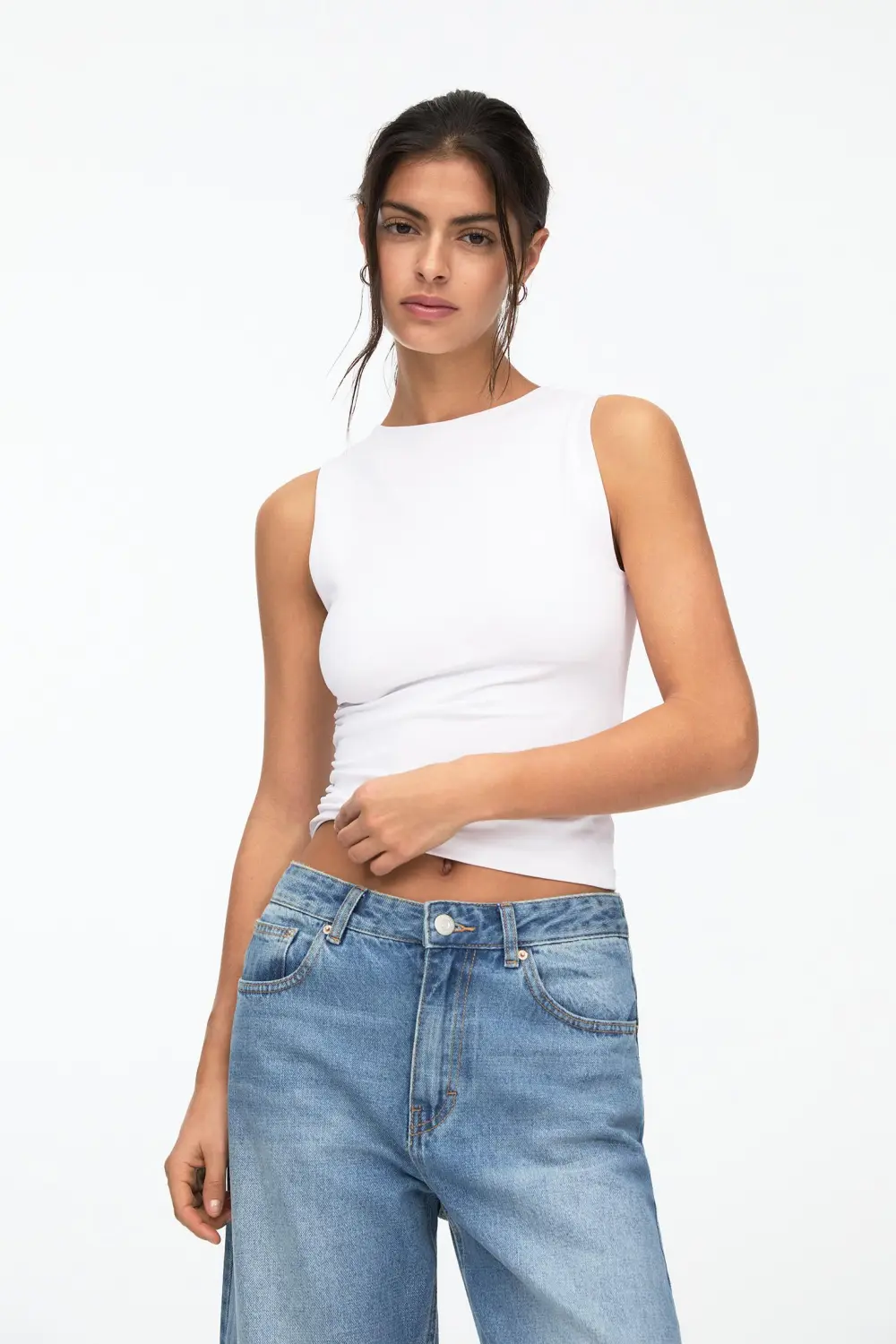 Gathered polyamide top