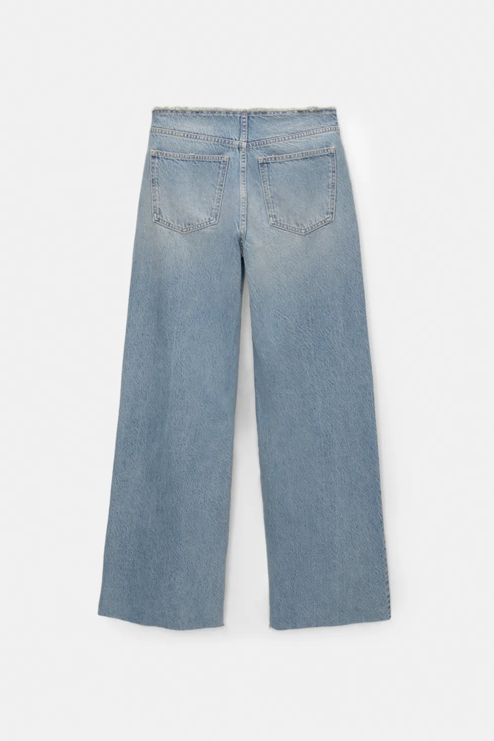 Jeans wide leg cintura desflecada