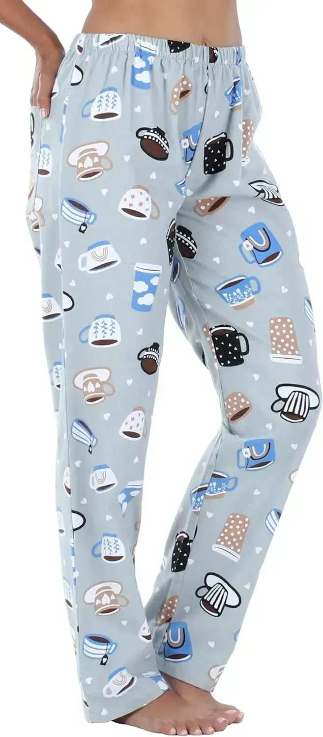 Women's Cotton Flannel Long Sleeve Button-Down Pajamas PJ Set