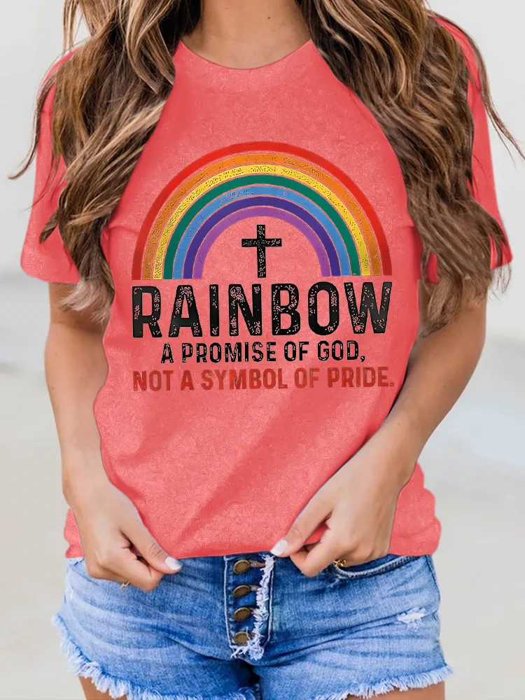 Women'S Rainbow A Promise Of God, Not A Symbol Of Pride. Round-Neck Short-Sleeved T-Shirt