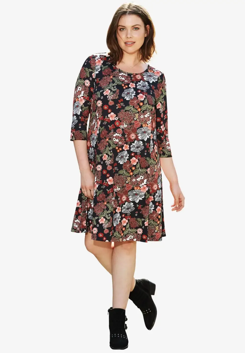 Madison Knit Three-Quarter Sleeve Dress
