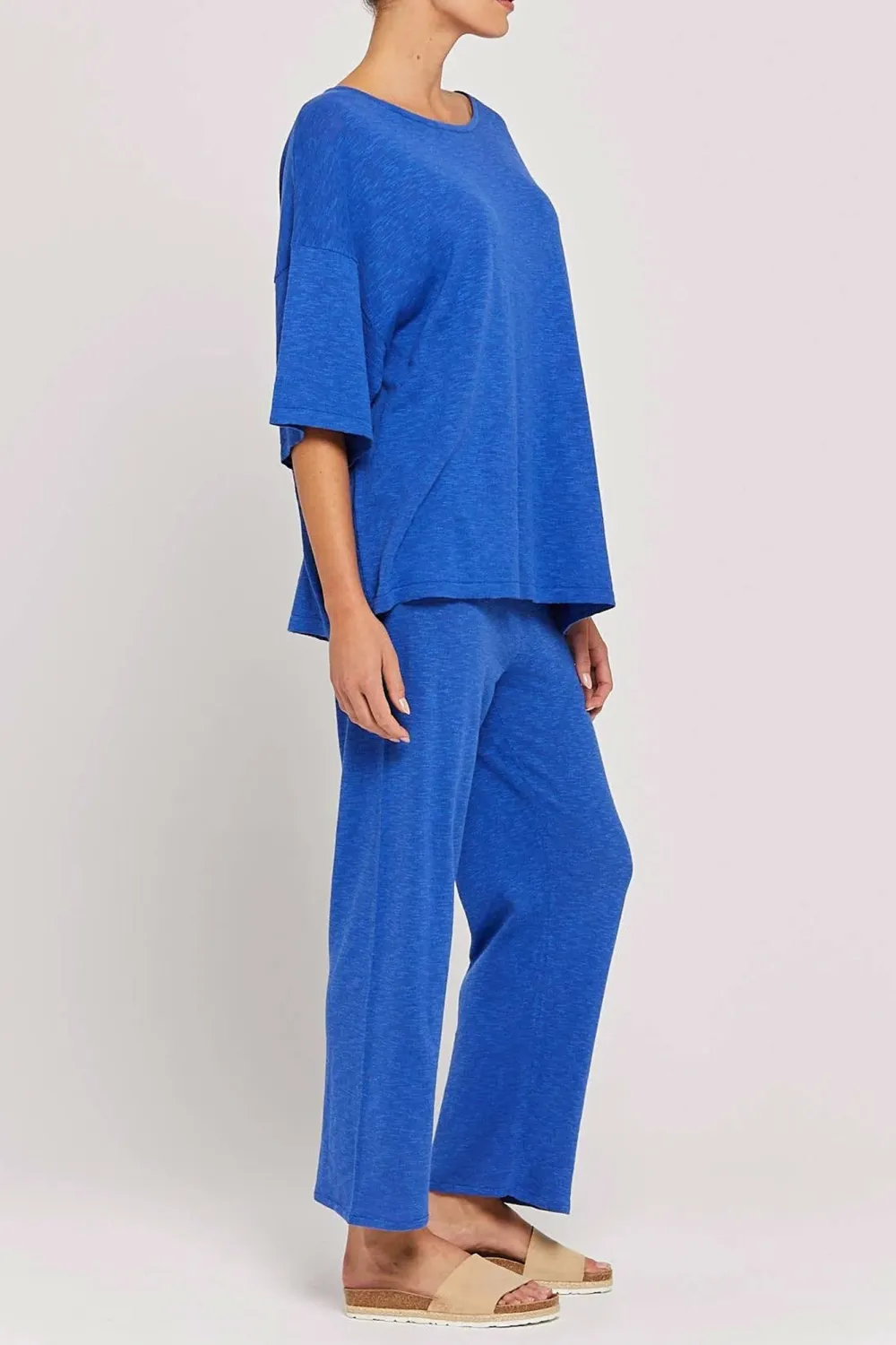Soft And  Comfortable Breathable Loose Straight  Blue Pants