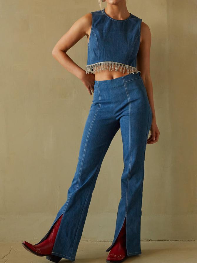 【YOUHEE】24SS LAYERED DENIM PANTS BLUE Judy Blue Jeans | Heather High Rise Released Hem Straight