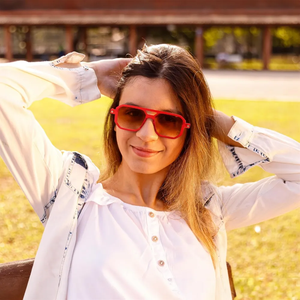 FEISEDY Vintage Square 70s Flat Aviator Sunglasses Women Men Classic Retro Stylish Frame UV400 Sunglasses B2622
