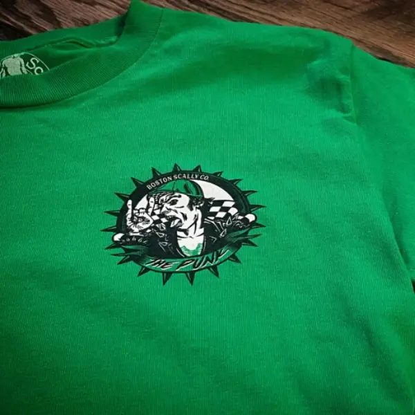 Boston Scally The Punk Long Sleeve Tee T-Shirt - Kelly Green