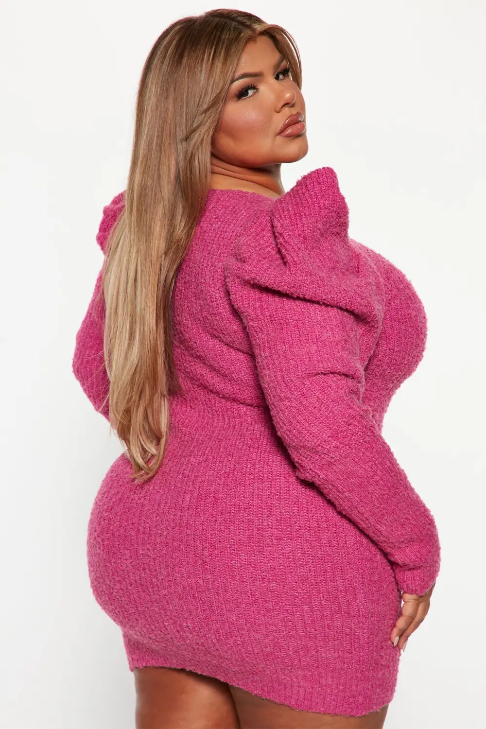 Kara Sweater Mini Dress - Fuchsia