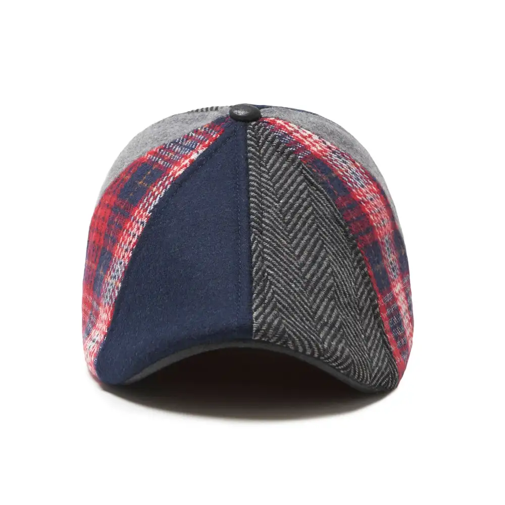 The King of Hearts Boston Scally Cap - Red & Blue Plaid