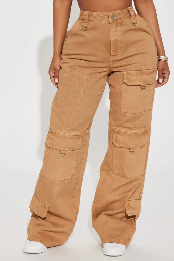 Get Lucky Non Stretch Cargo Jean - Tan