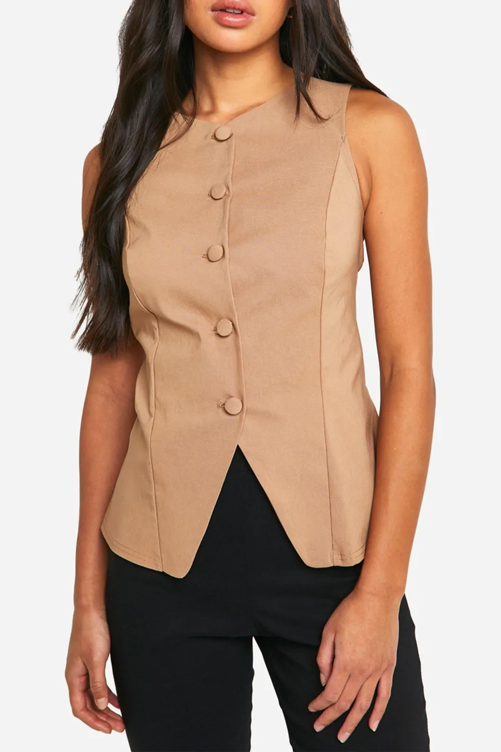 Sleeveless Asymmetric Hem Breathable Women's Vest
