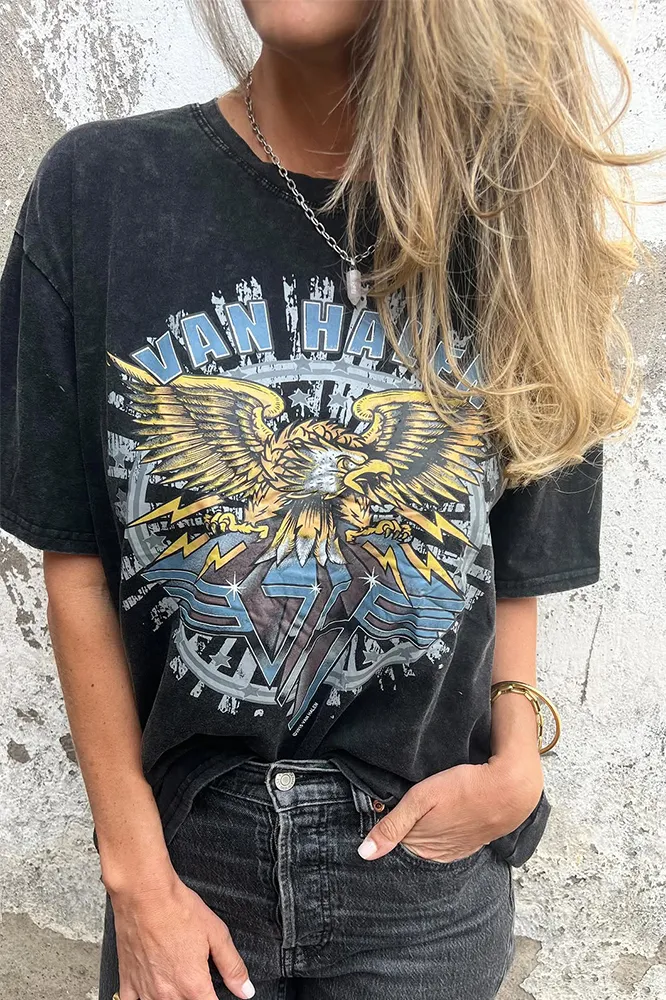 Women's Washed Fabric Pattern T-shirt