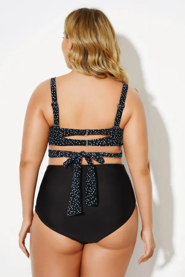 Black & White Polka Dots Underwire Bikini Top