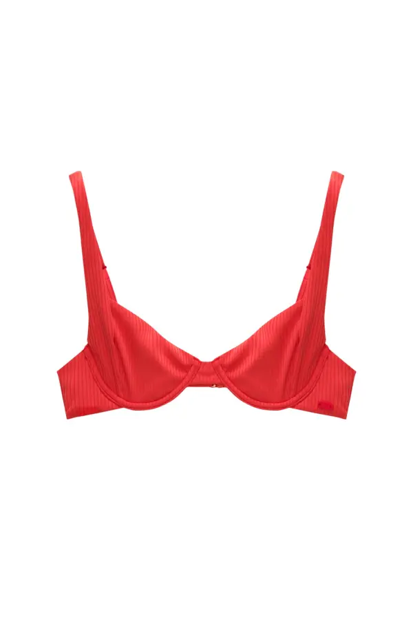 Ribbed balconette bikini top